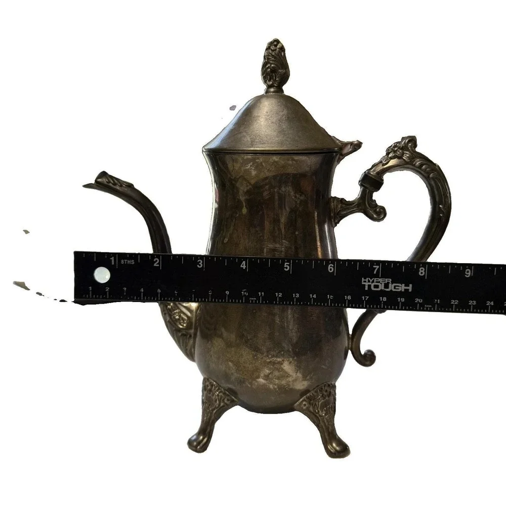 Vintage International Silver Co Silverplate Coffee Tea Pot Ornate Footed 9